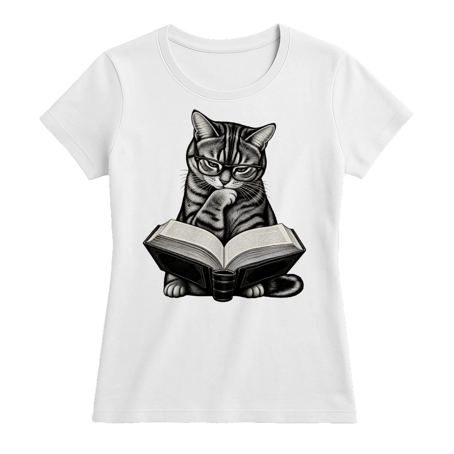 Vintage Reading Cat Book Lover T-Shirt