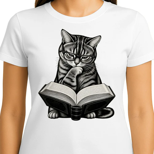 Vintage Reading Cat Book Lover