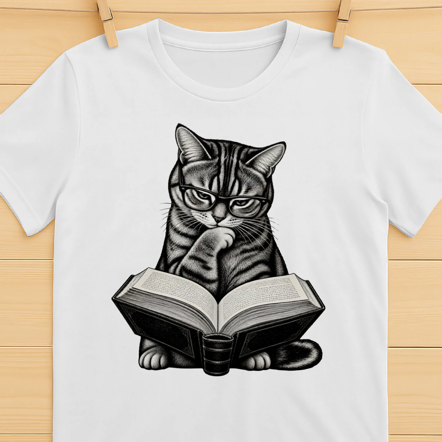 Vintage Reading Cat Book Lover T-Shirt