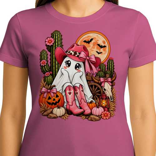 Cute Cowgirl Ghost Western Halloween T-Shirt
