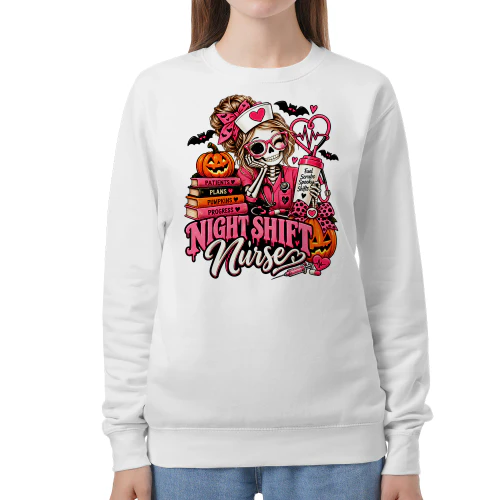 Pink Skeleton Nurse Halloween Sweatshirt