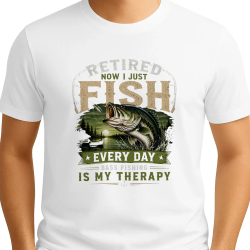 Retired Now I Just Fish Every Day - Bass Fishing Is My Therapy T-Shirt