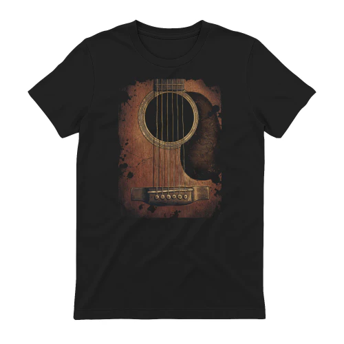 Guitar Vintage Grunge Acoustic Guitar Ink Splatter T-Shirt