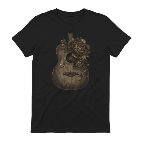 Vintage Peony Acoustic Guitar Art