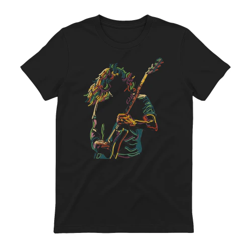 Guitar Abstract Neon Guitarist Graphic Tee