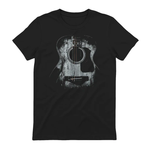 Guitar Abstract Grunge Acoustic Guitar Dark Texture T-Shirt