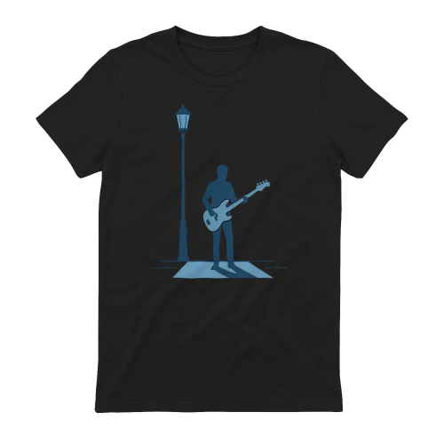 Moody Bassist Under Light T-Shirt