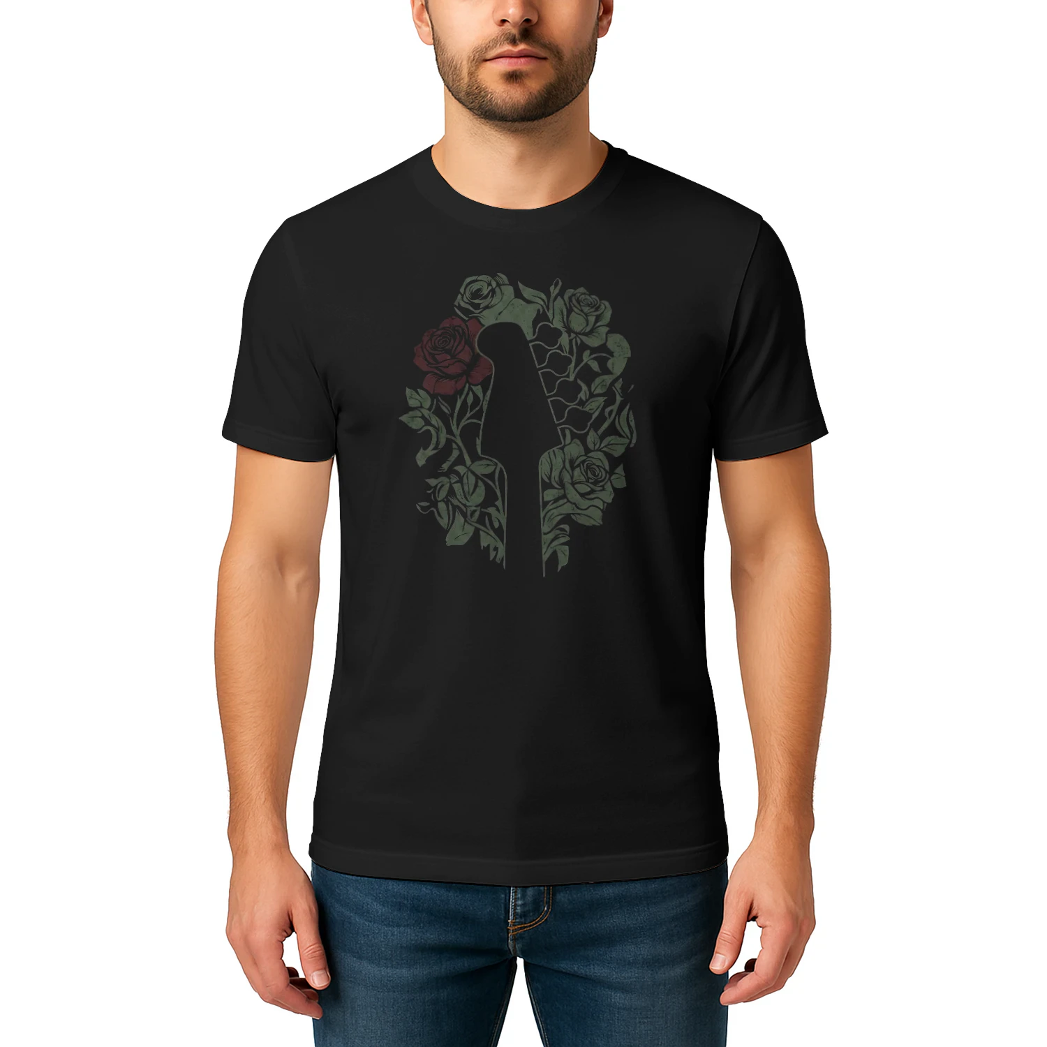 Rose Bass Player Art T-Shirt