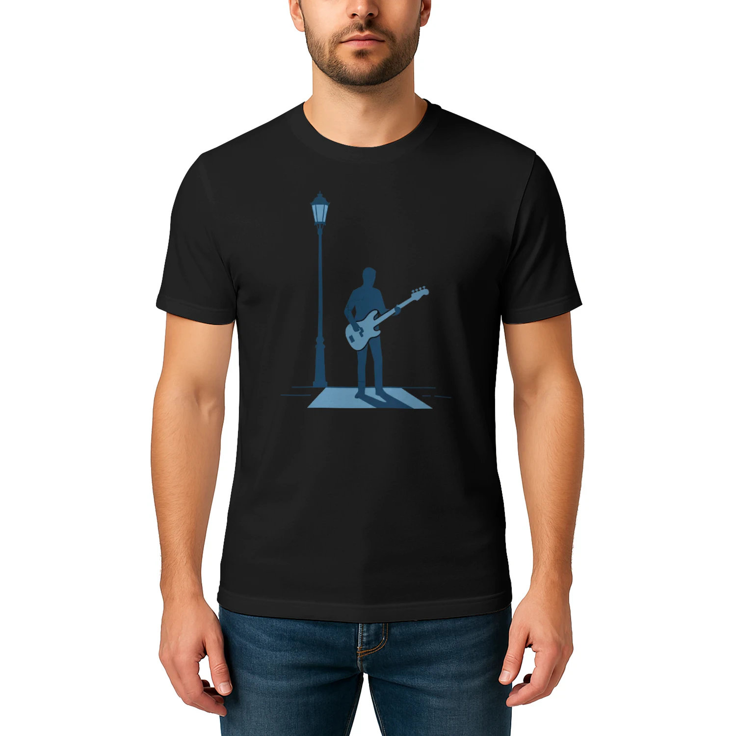 Moody Bassist Under Light T-Shirt