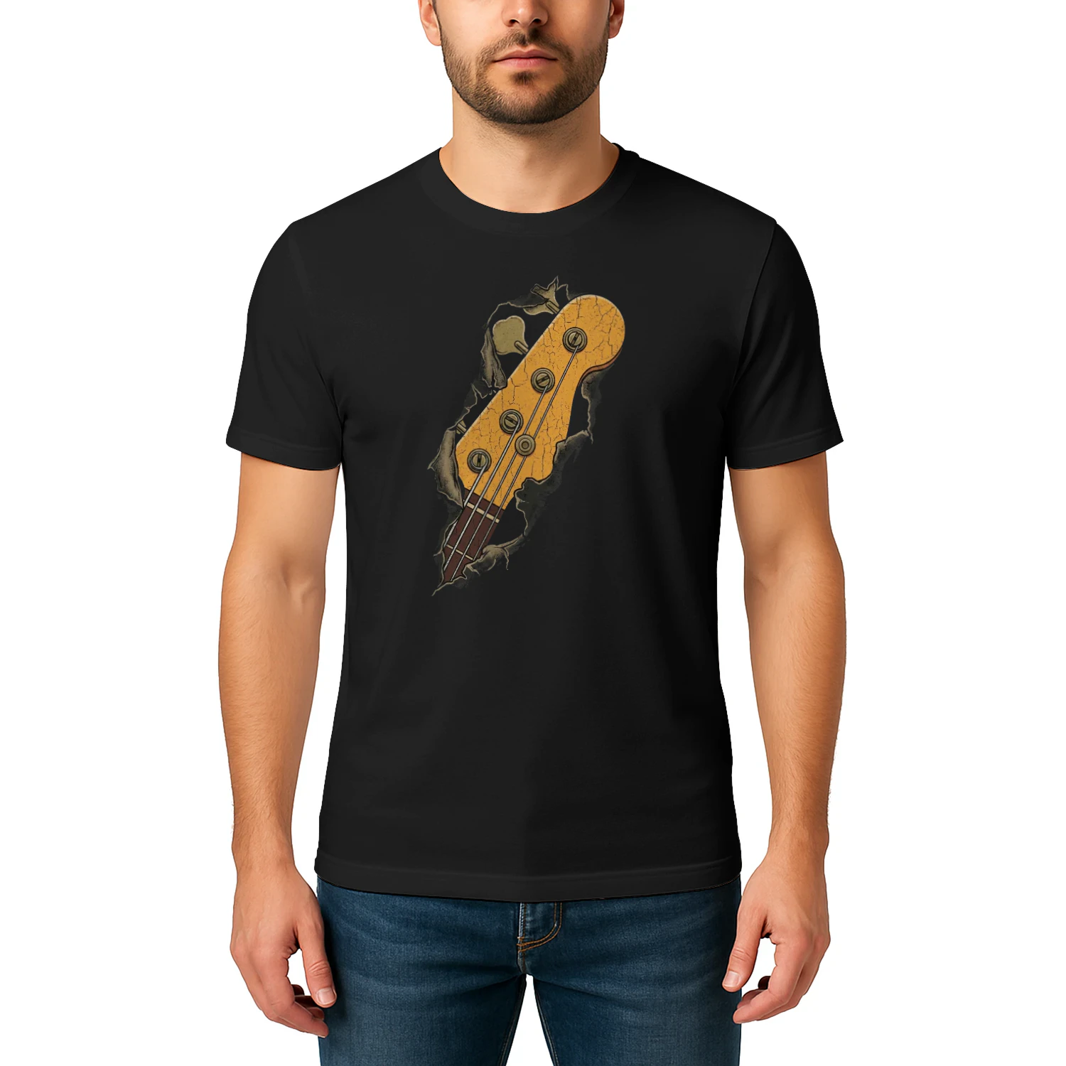 Vintage Cracked Bass Guitar Headstock Tee