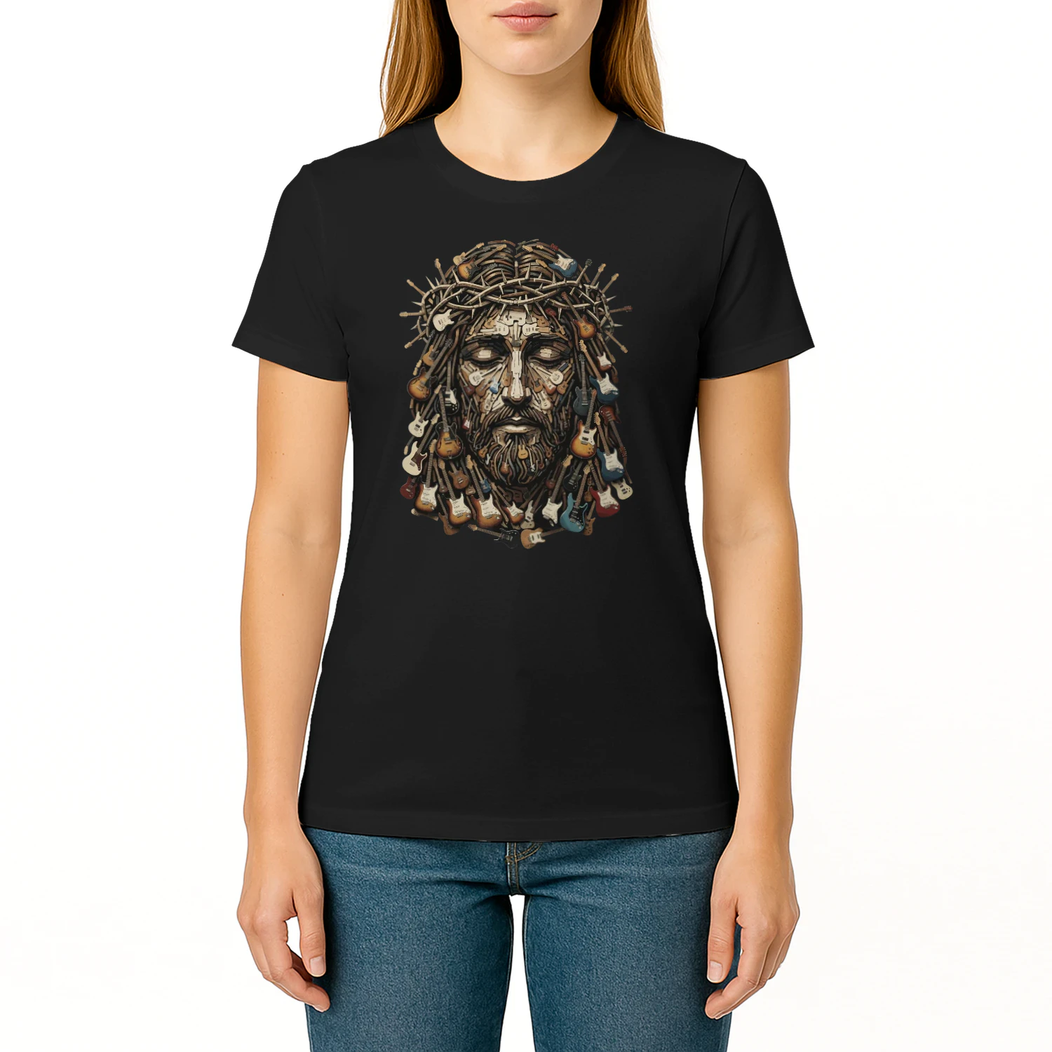Religious Guitar Art Graphic T-Shirt