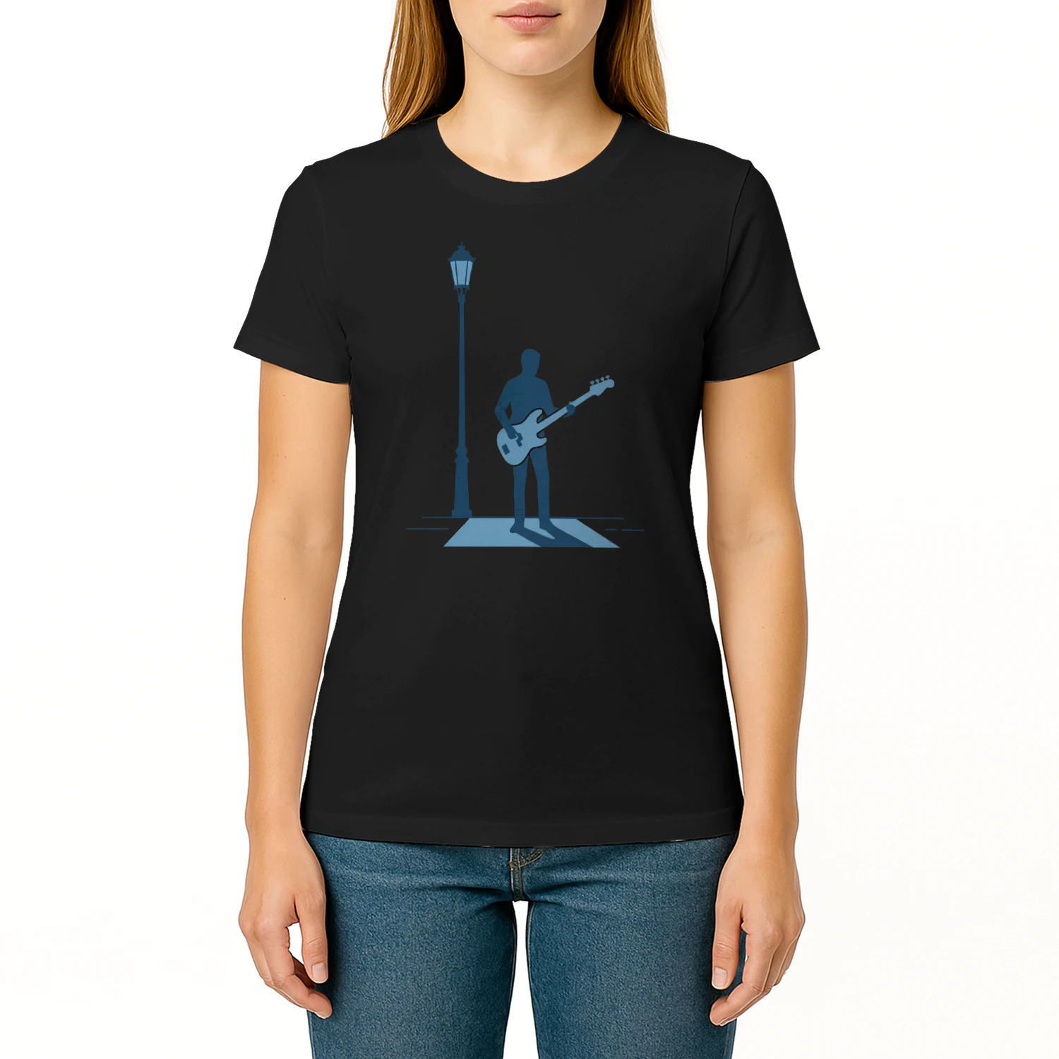 Moody Bassist Under Light T-Shirt