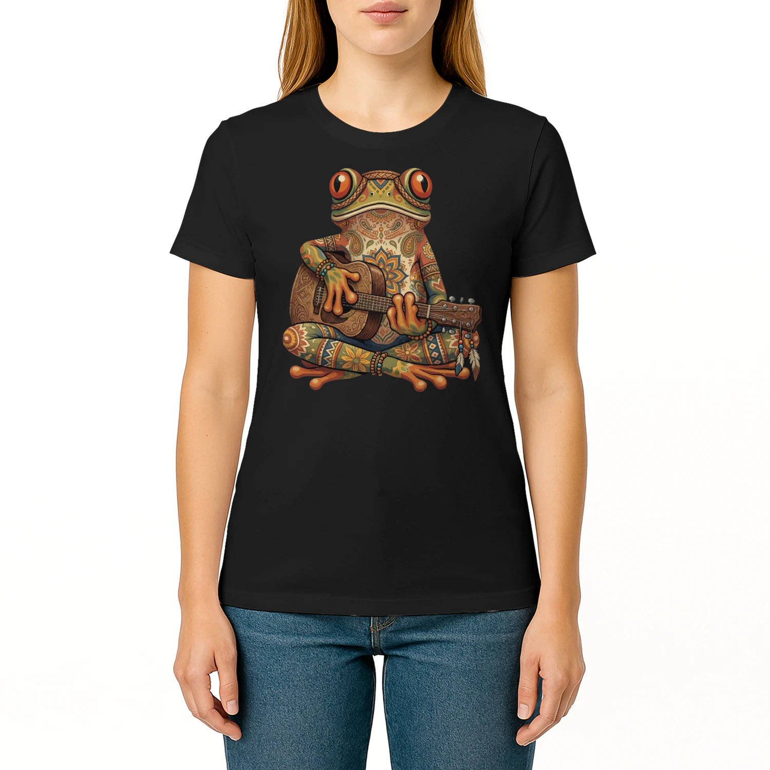 Boho Mandala Frog Guitarist
