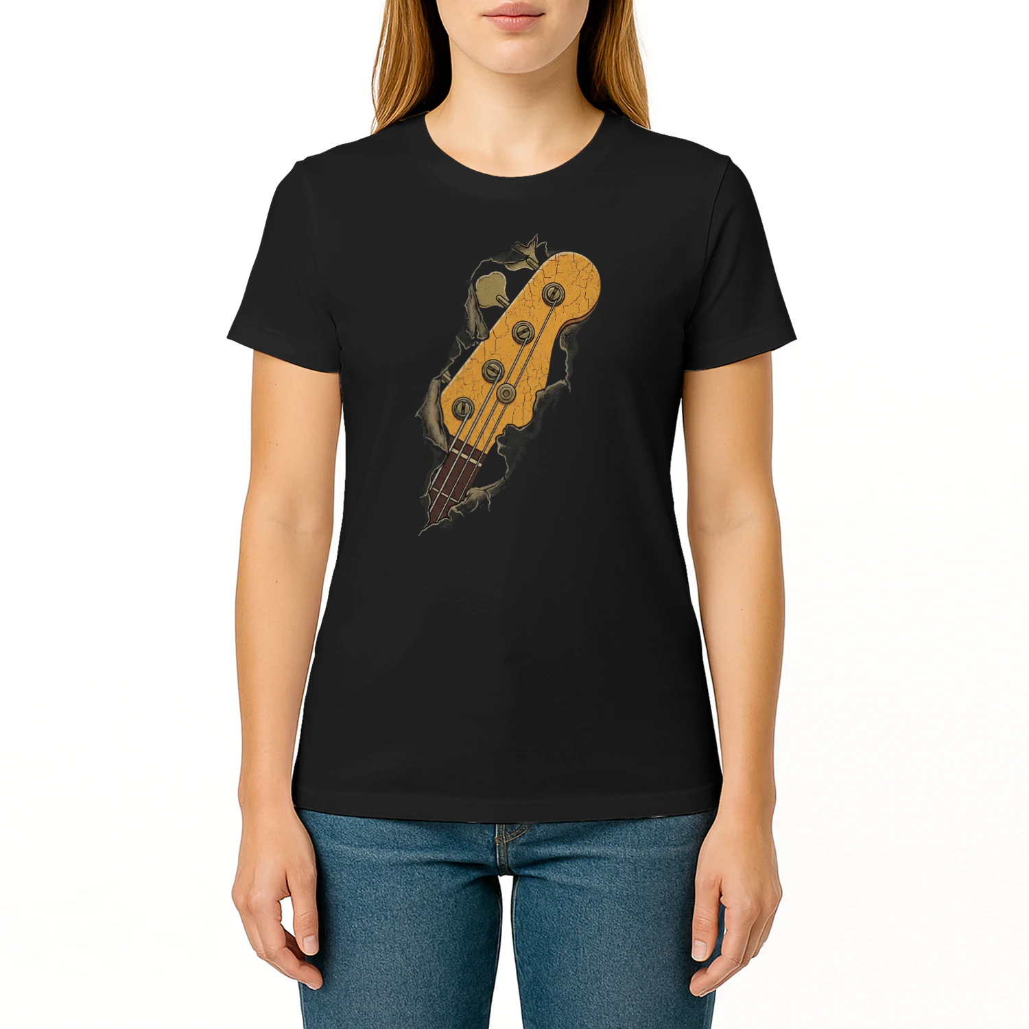 Vintage Cracked Bass Guitar Headstock Tee