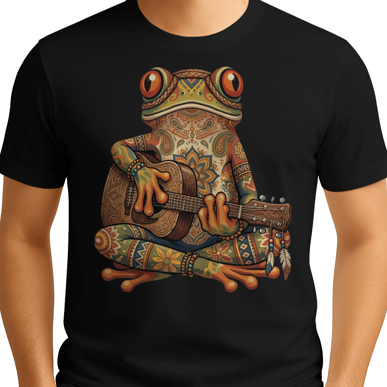 Boho Mandala Frog Guitarist