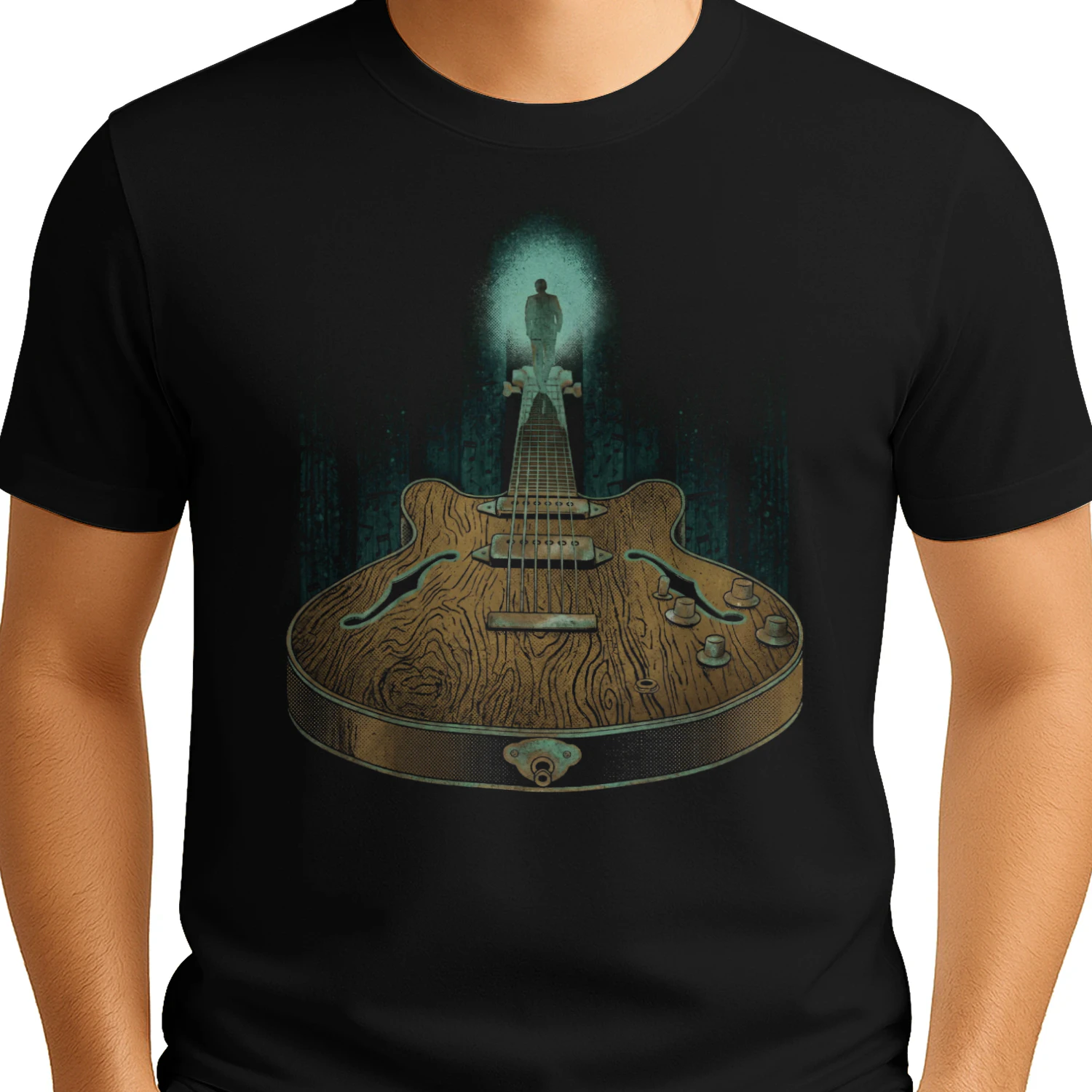 Guitar Vintage Surreal Guitar Graphic Tee - Retro Music Lover T-Shirt