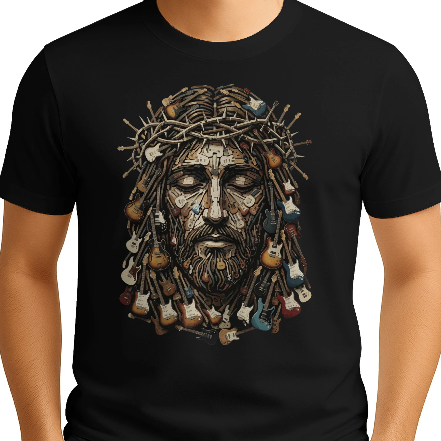 Religious Guitar Art Graphic T-Shirt