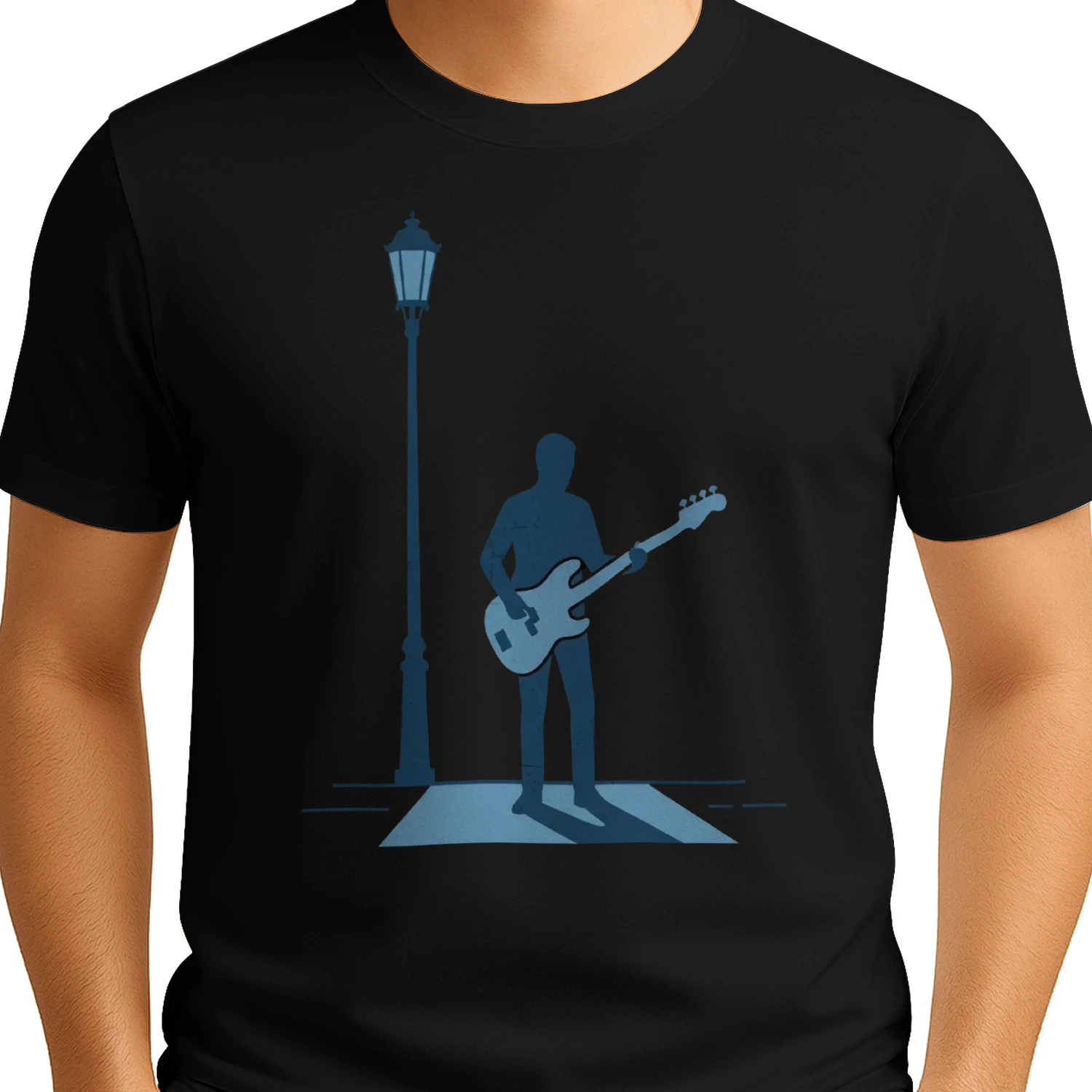 Moody Bassist Under Light T-Shirt