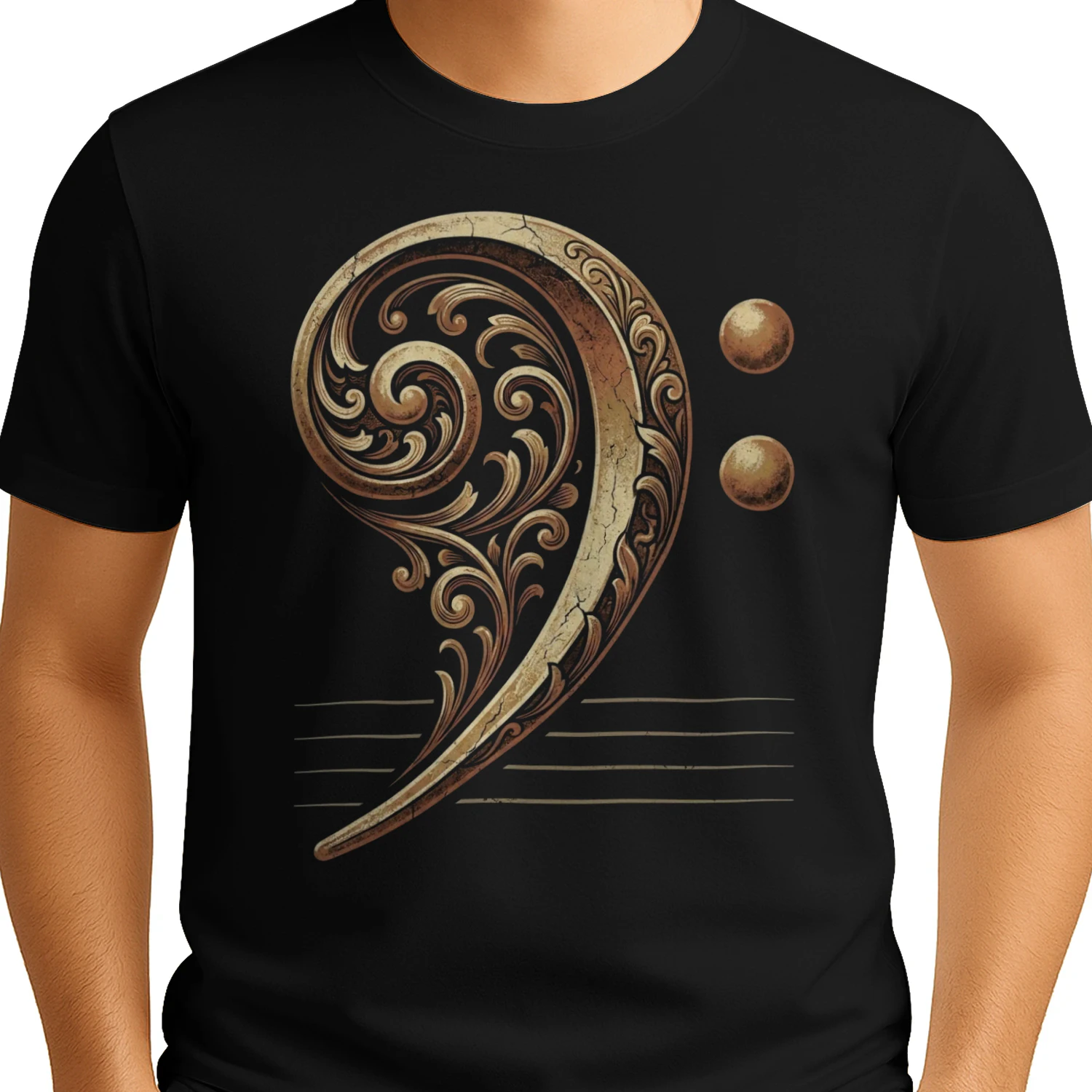 Filigree Bass Clef Gold Tee