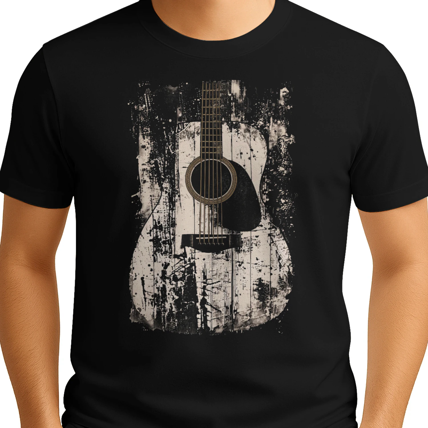 Guitar Abstract Grunge Acoustic Guitar Splatter T-Shirt