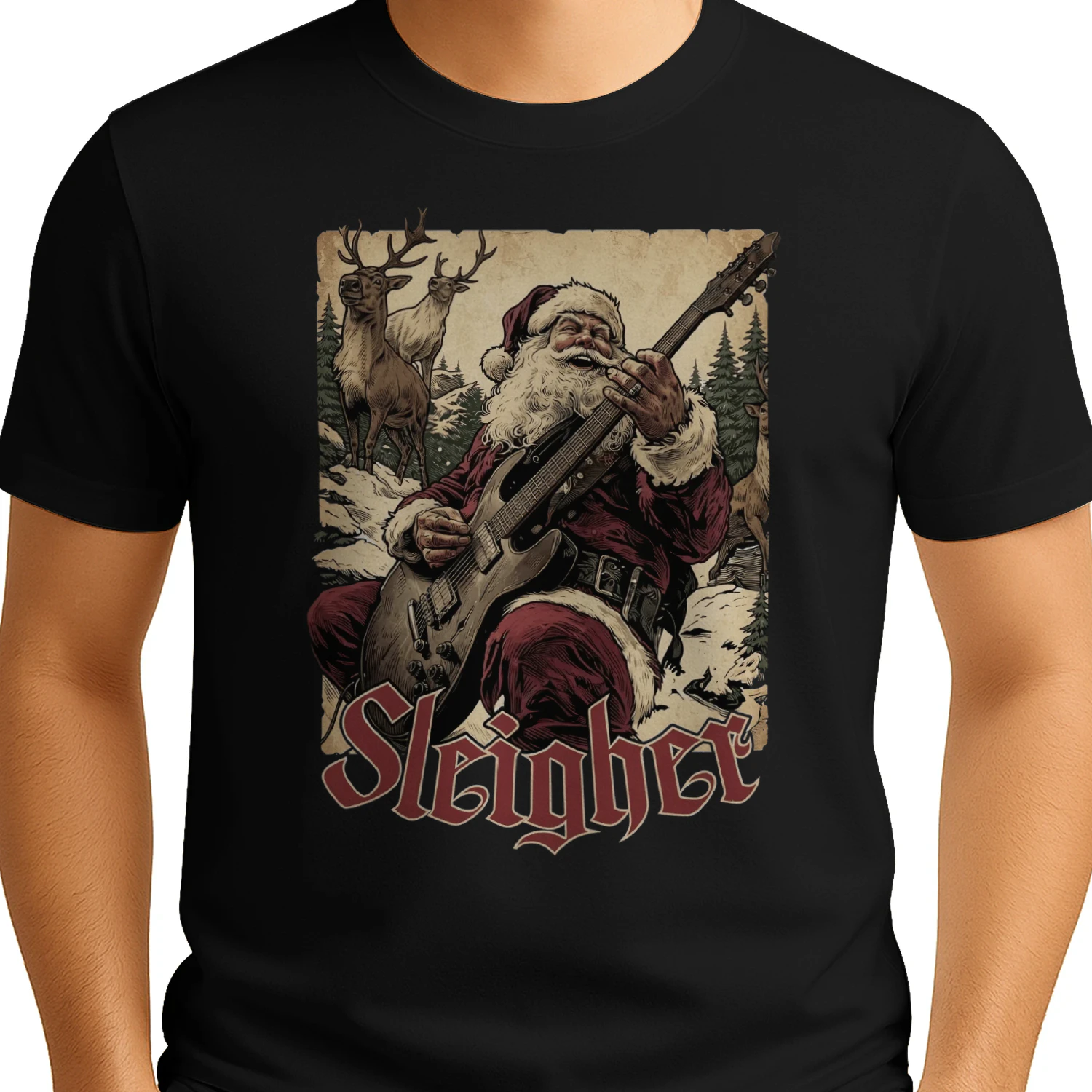 Christmas Guitar Sleigher Reindeer