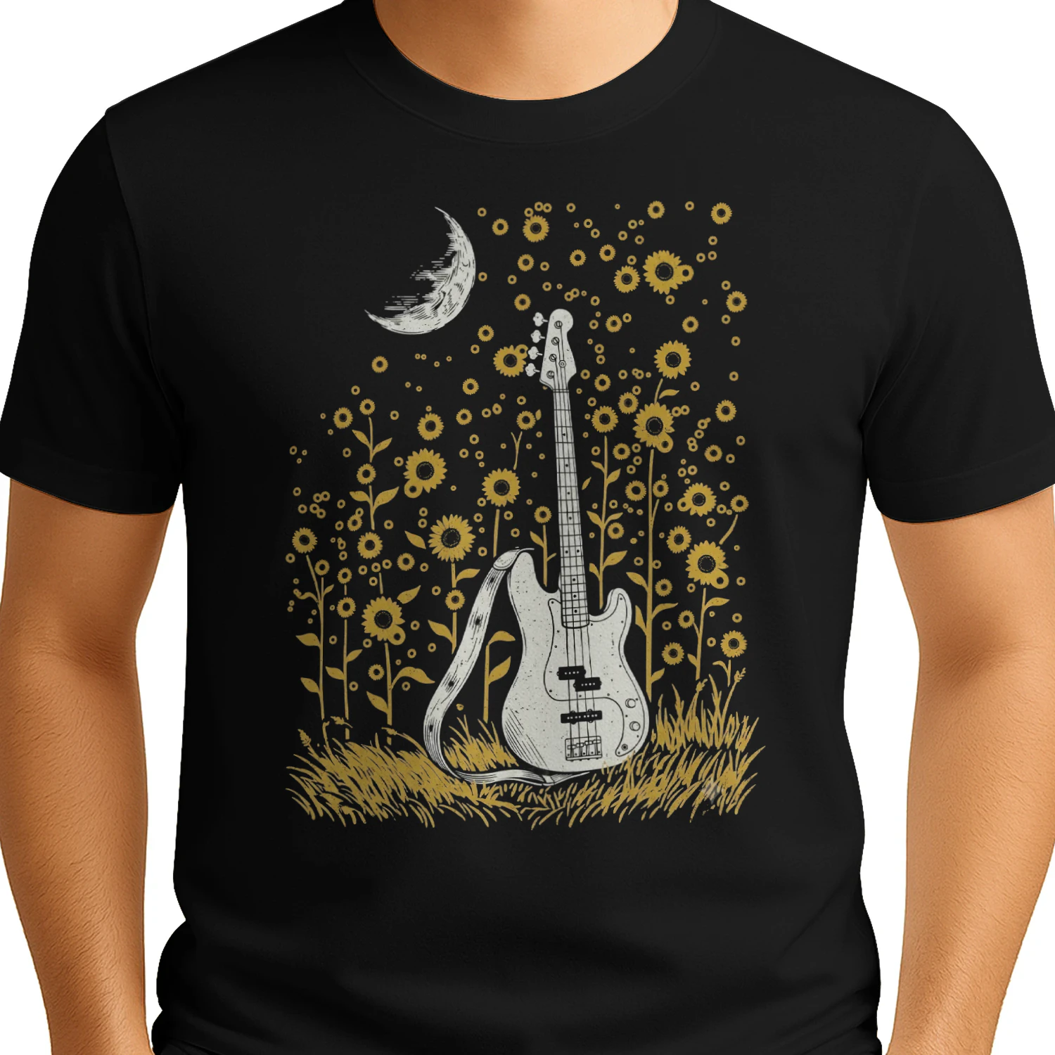 Romantic Moonlit Bass Player T-Shirt