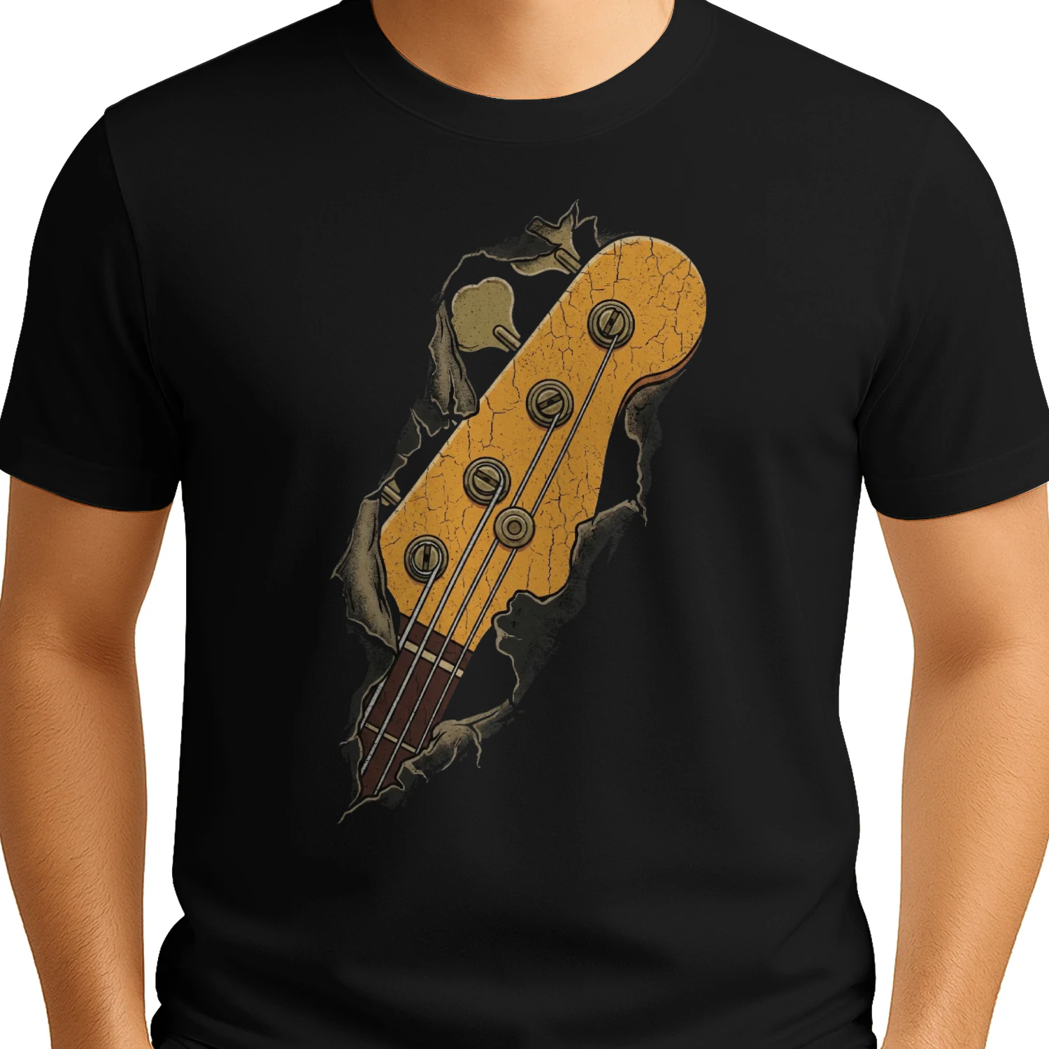 Vintage Cracked Bass Guitar Headstock Tee