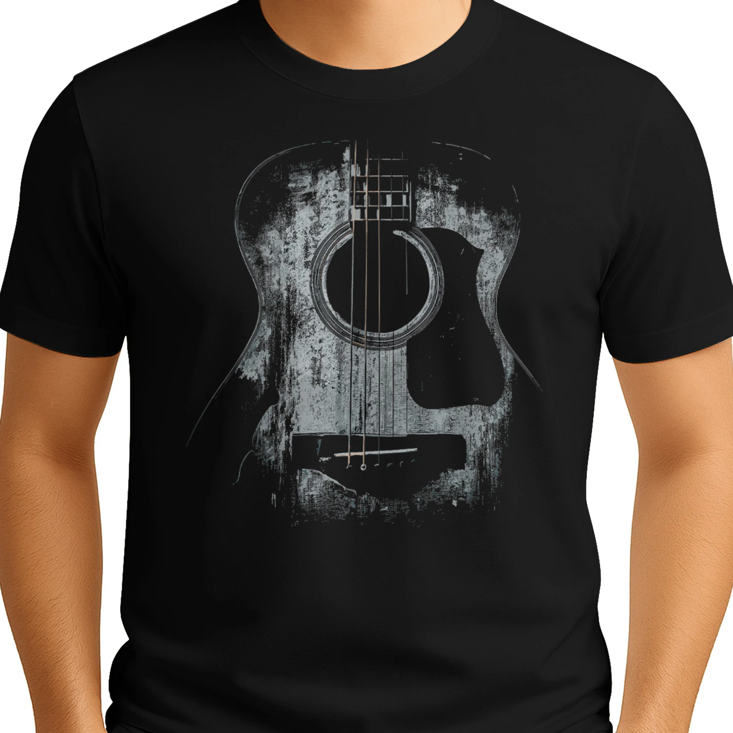 Guitar Abstract Grunge Acoustic Guitar Dark Texture T-Shirt
