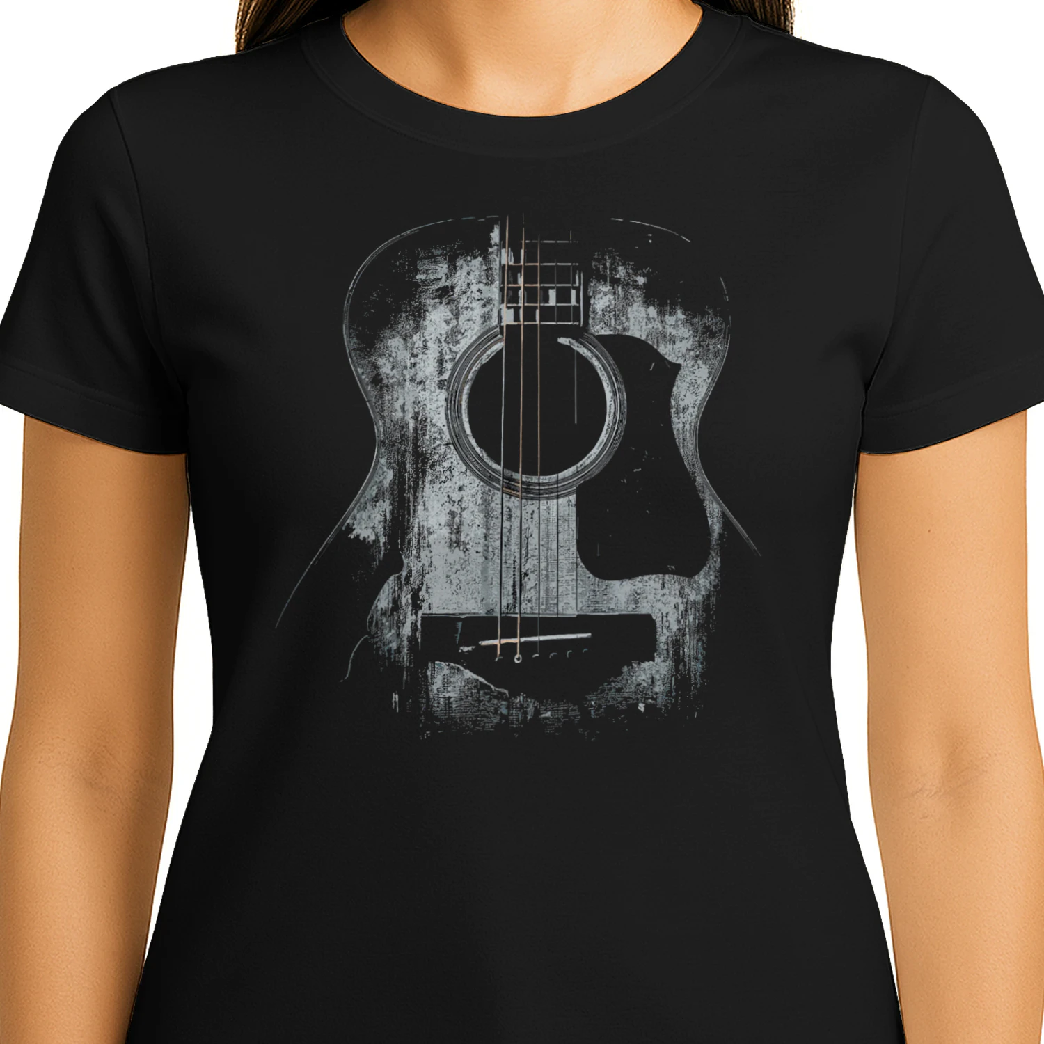Guitar Abstract Grunge Acoustic Guitar Dark Texture T-Shirt