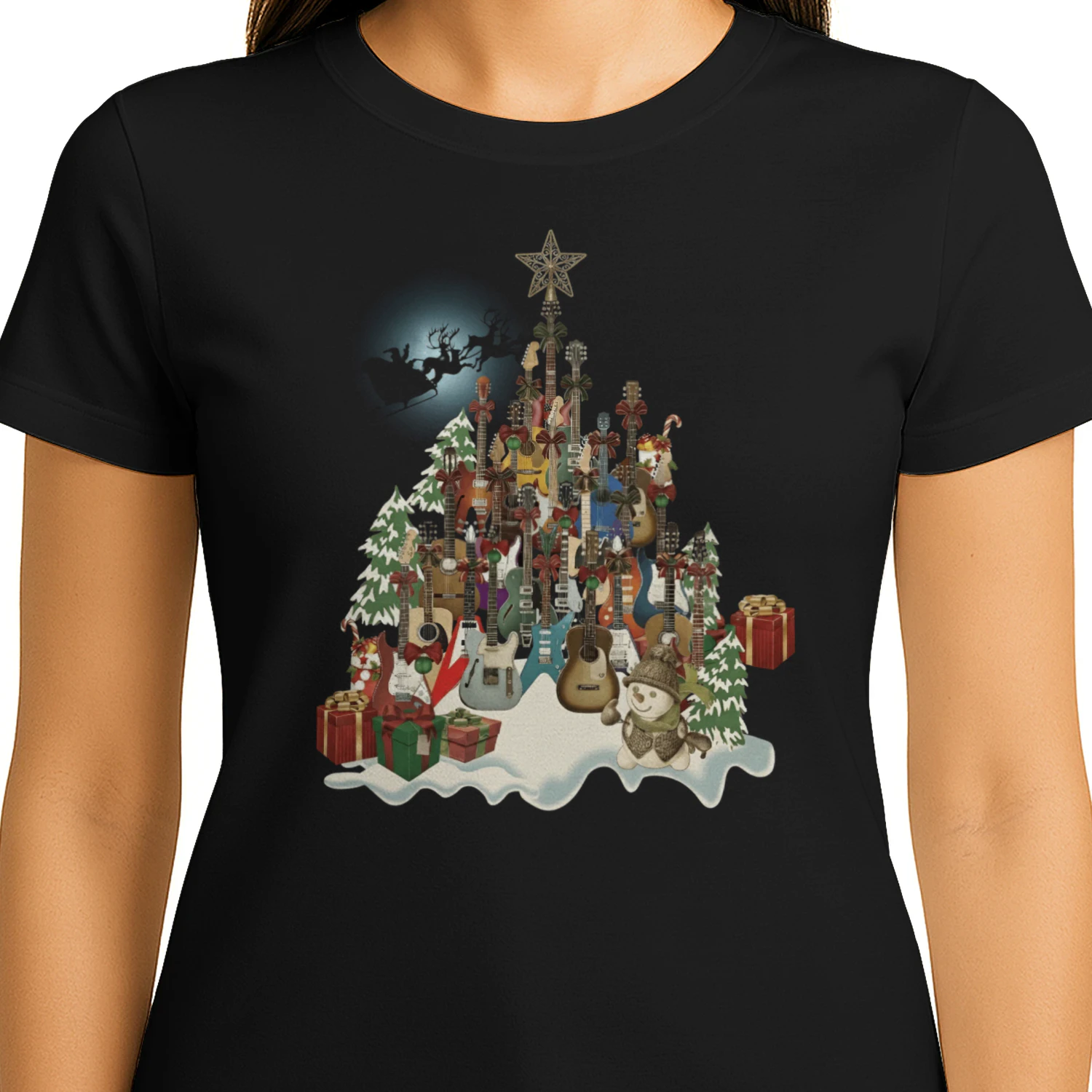 Christmas Guitar Snowman Village
