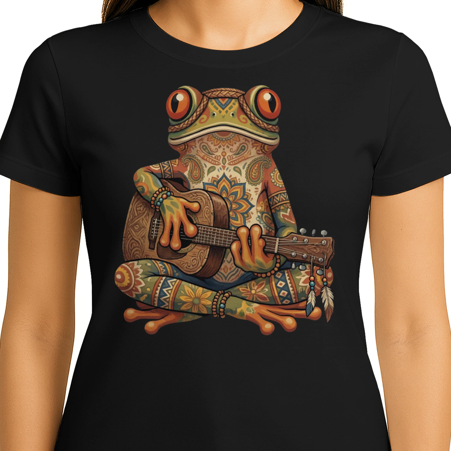 Boho Mandala Frog Guitarist