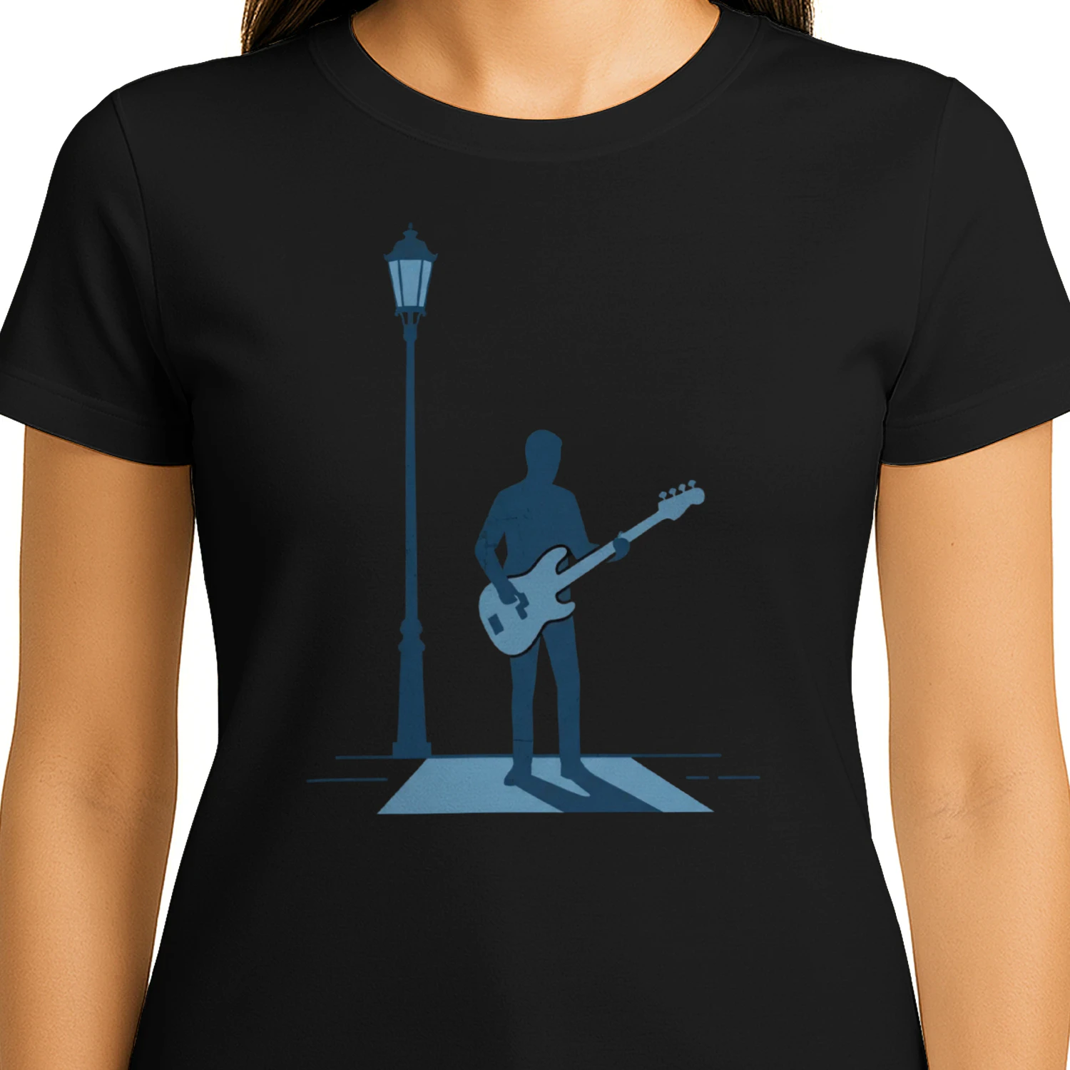 Moody Bassist Under Light T-Shirt