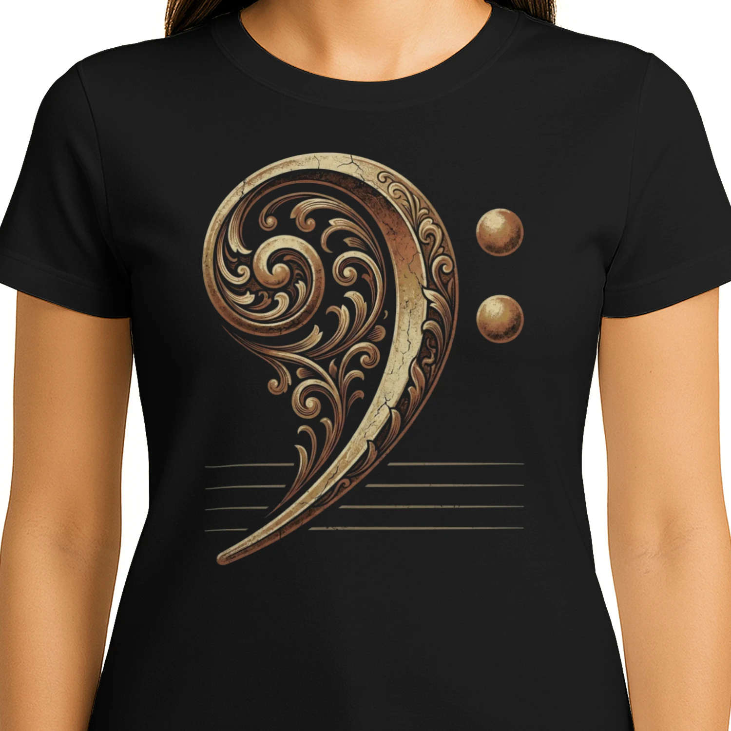 Filigree Bass Clef Gold Tee