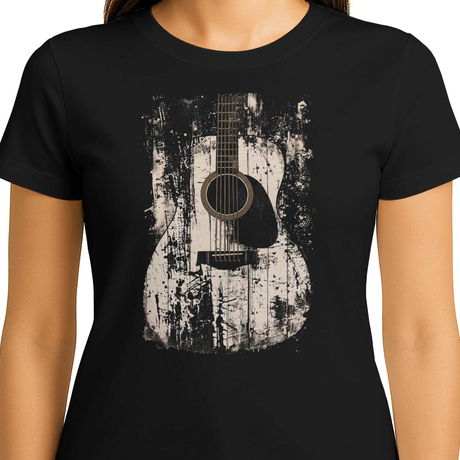 Guitar Abstract Grunge Acoustic Guitar Splatter T-Shirt