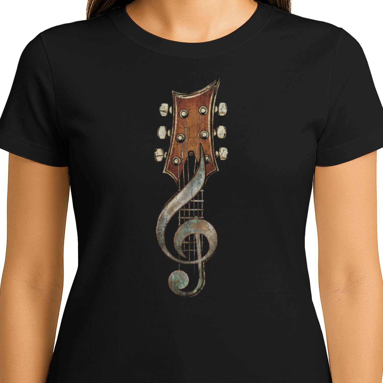 Guitar Headstock Treble Clef T‑Shirt