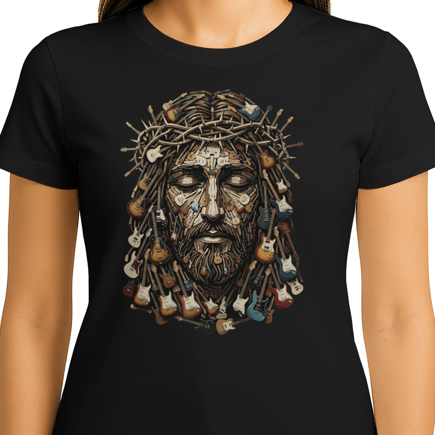 Religious Guitar Art Graphic T-Shirt