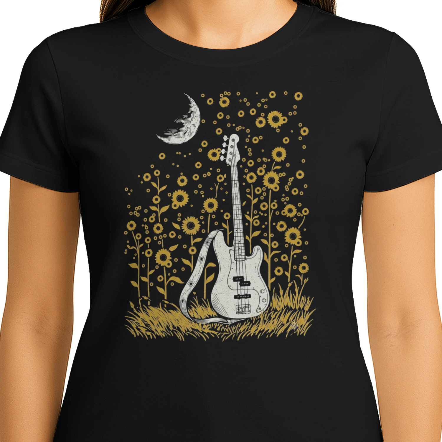 Romantic Moonlit Bass Player T-Shirt