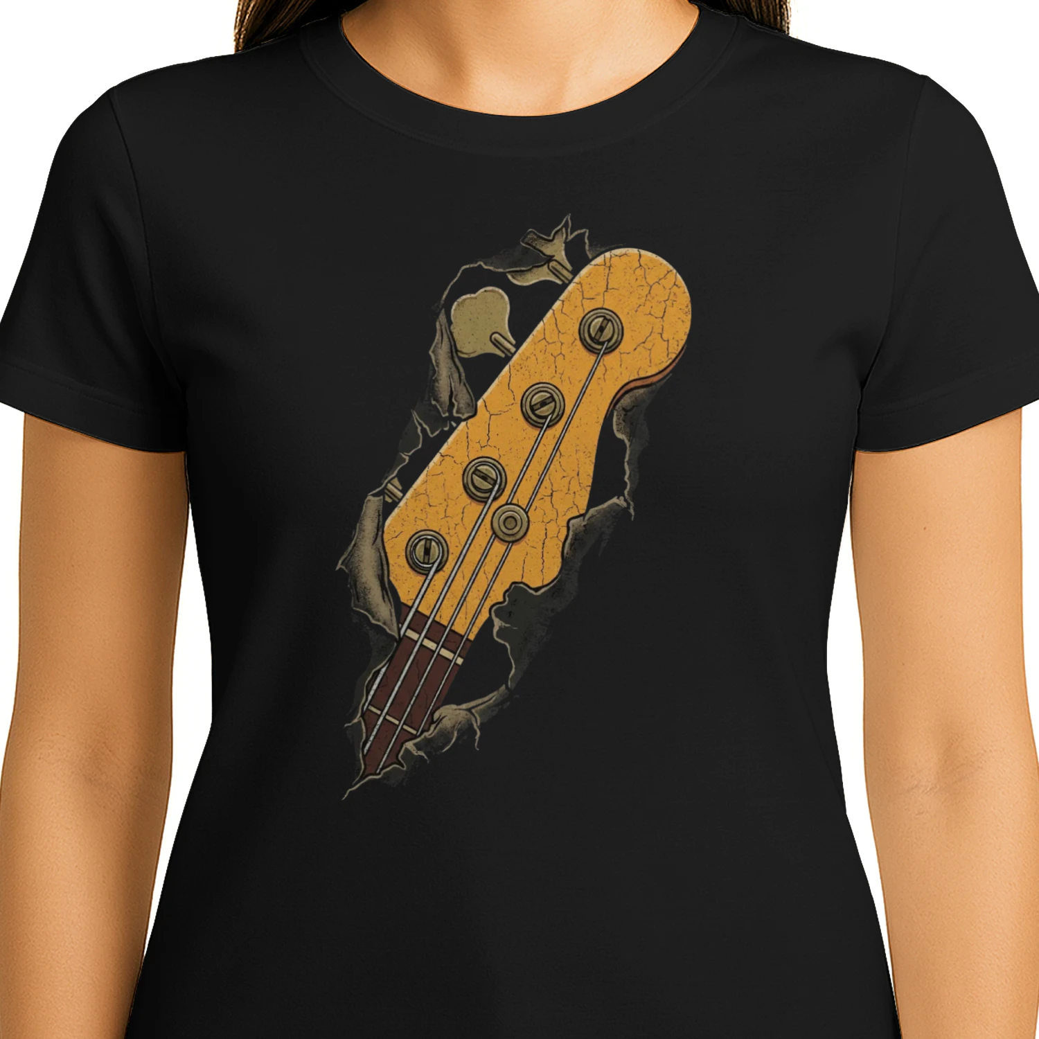 Vintage Cracked Bass Guitar Headstock Tee