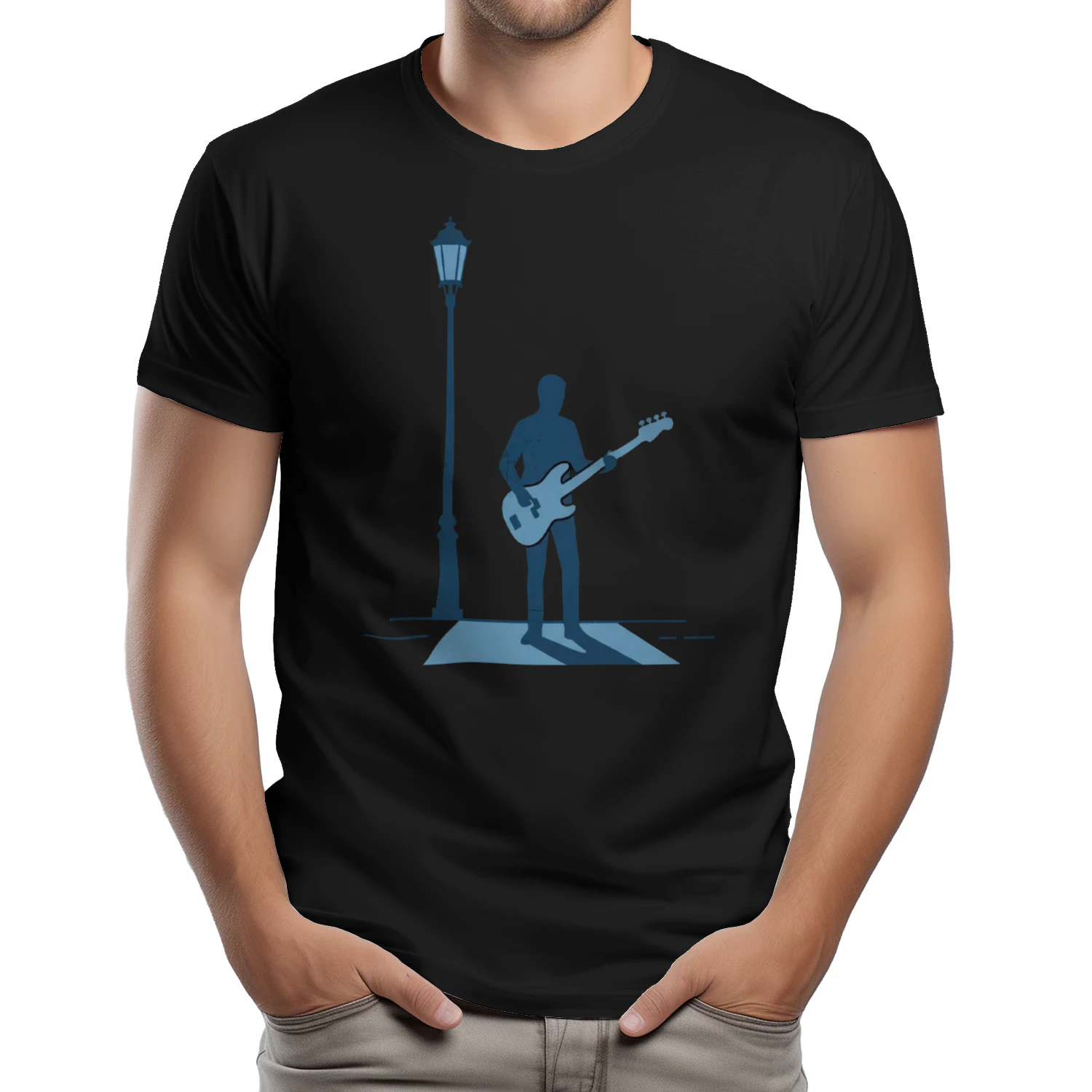 Moody Bassist Under Light T-Shirt
