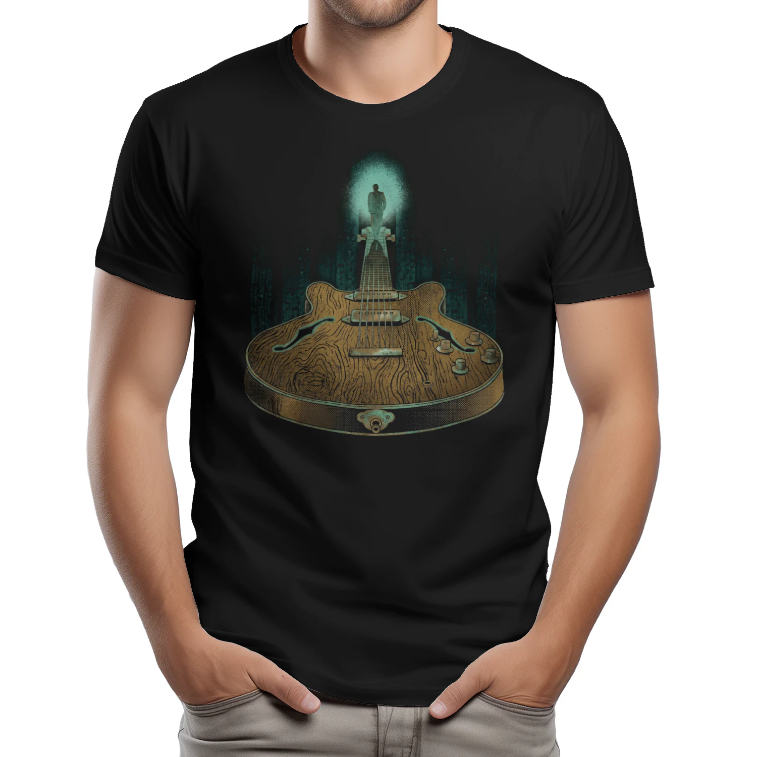 Guitar Vintage Surreal Guitar Graphic Tee - Retro Music Lover T-Shirt