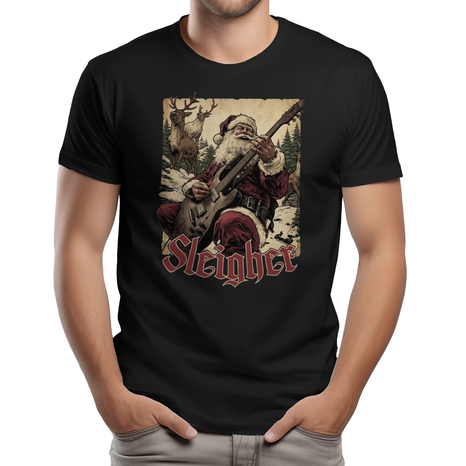 Christmas Guitar Sleigher Reindeer