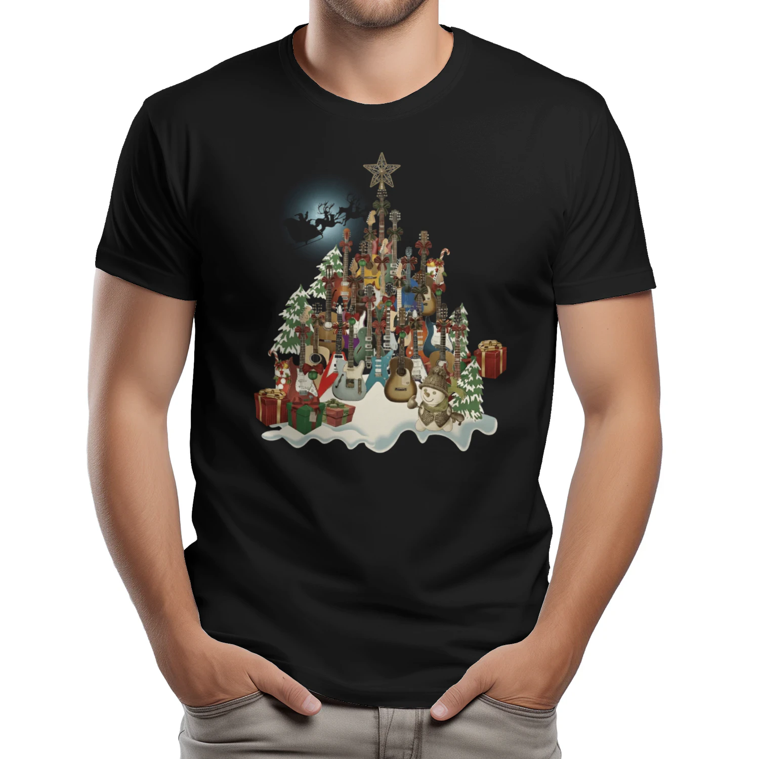 Christmas Guitar Snowman Village