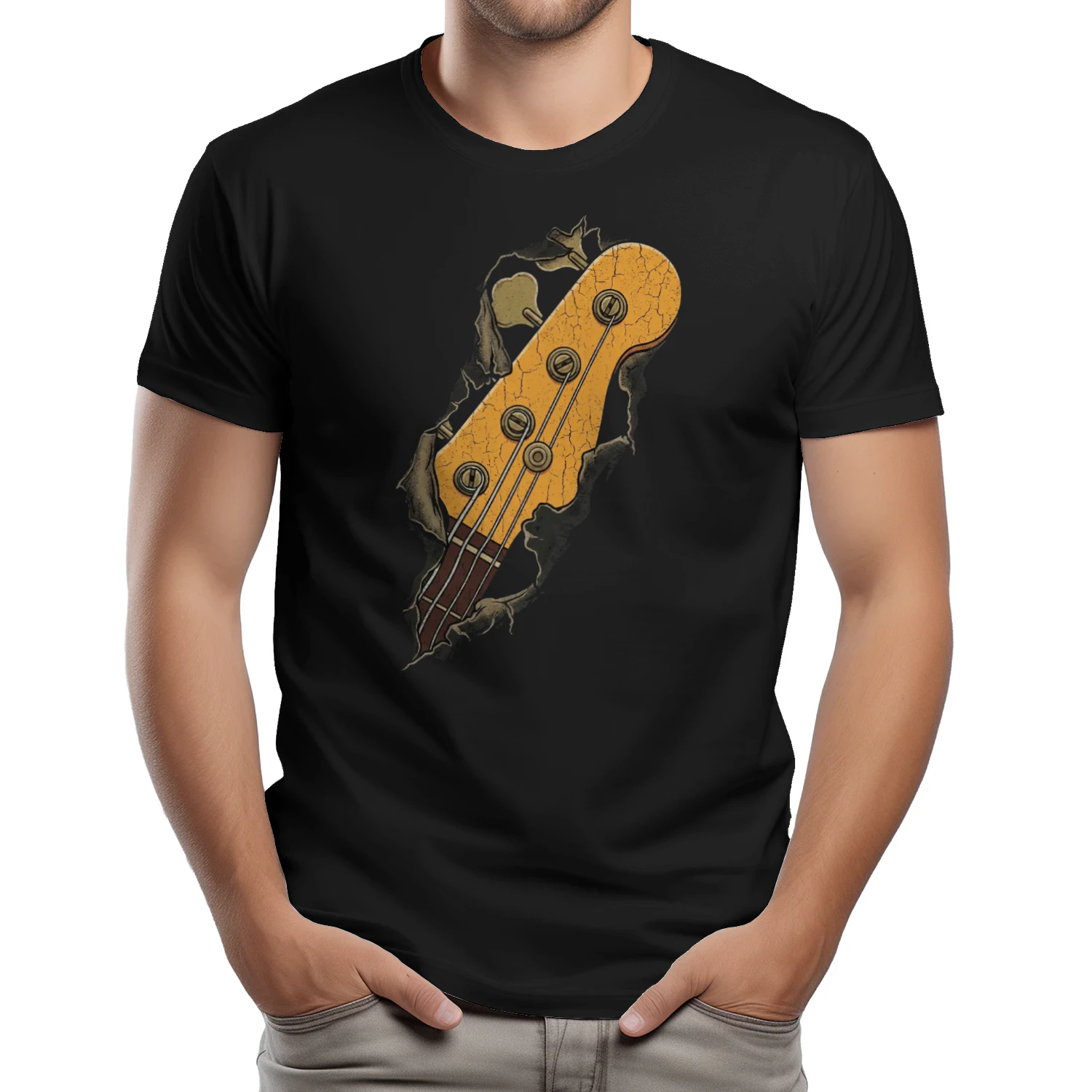Vintage Cracked Bass Guitar Headstock Tee