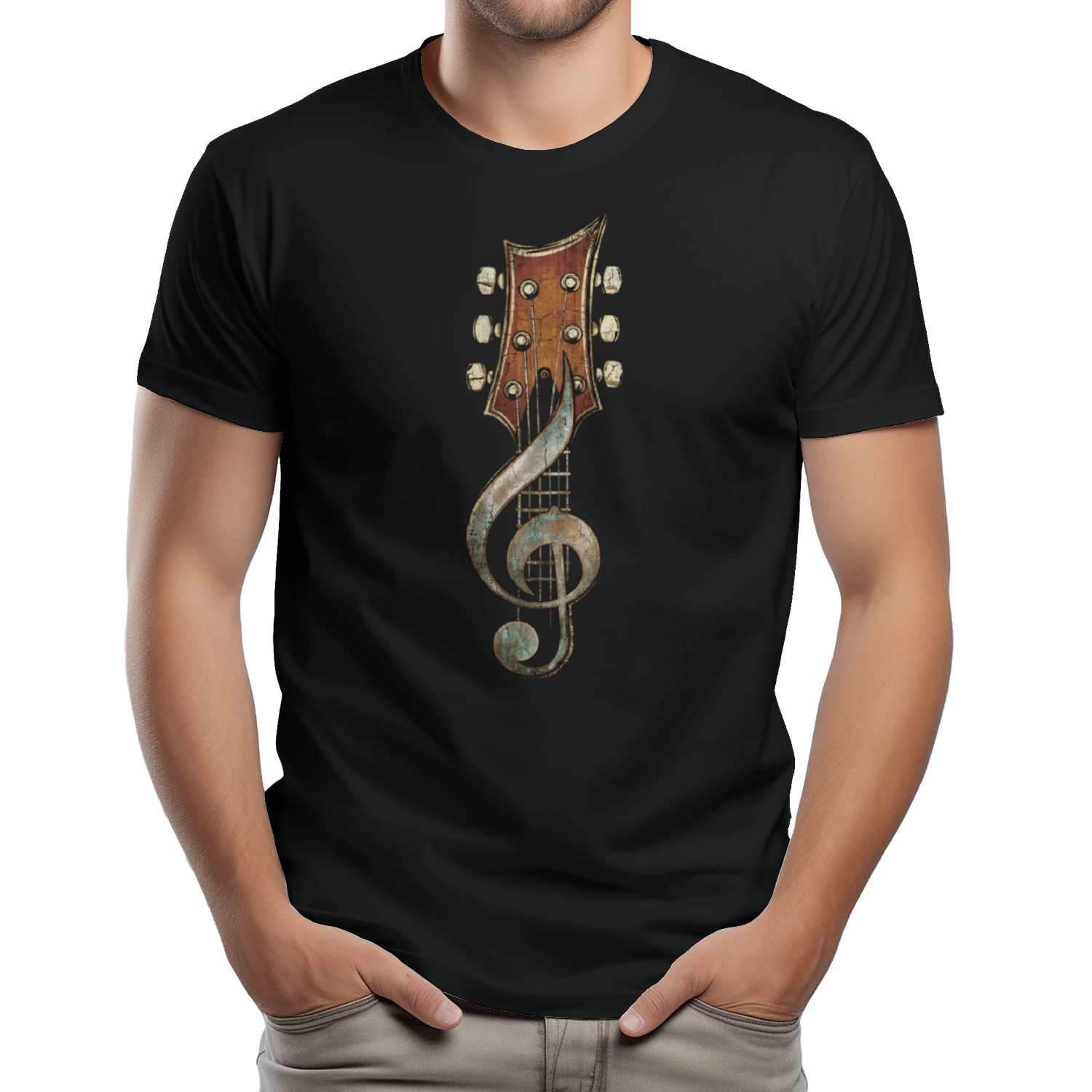 Guitar Headstock Treble Clef T‑Shirt