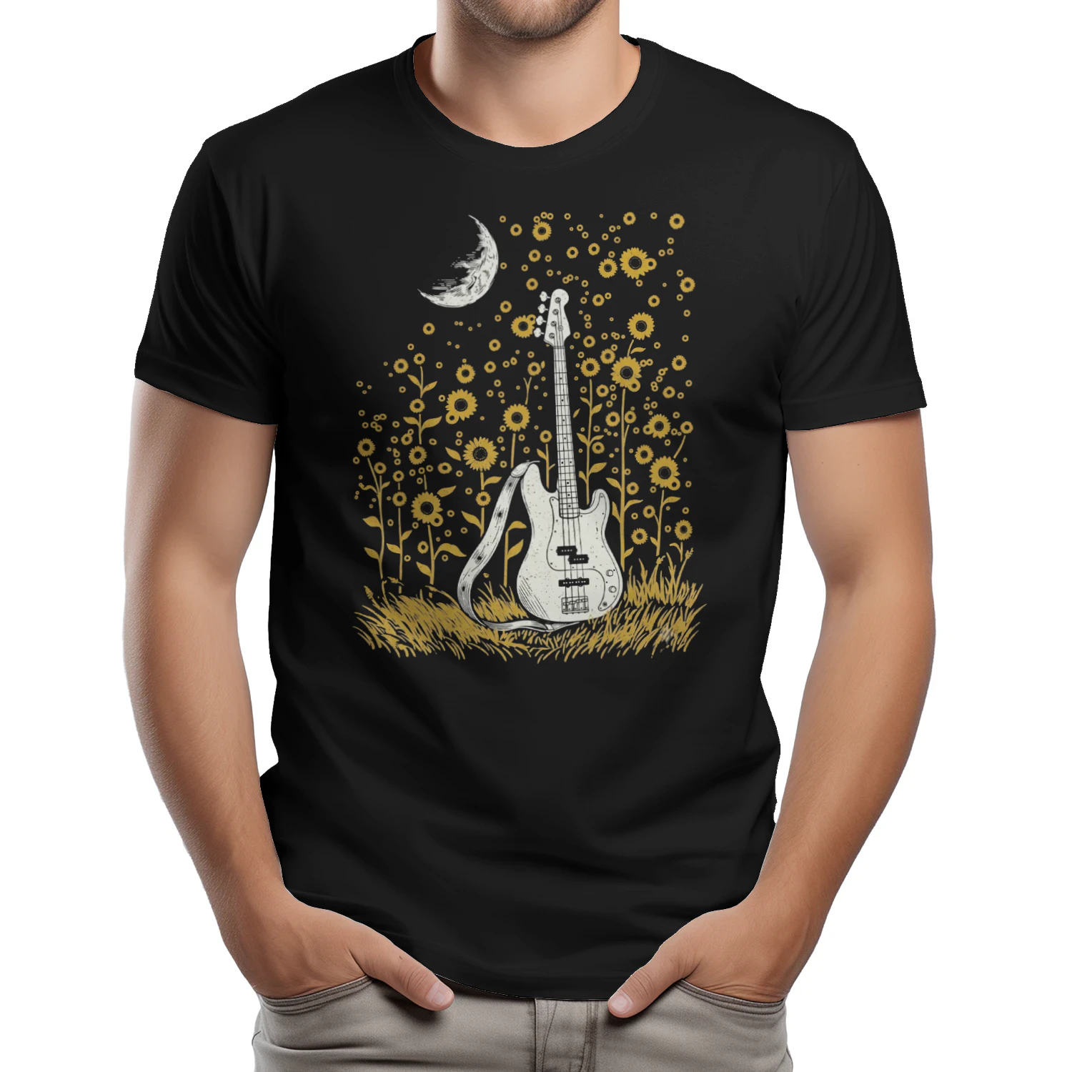 Romantic Moonlit Bass Player T-Shirt