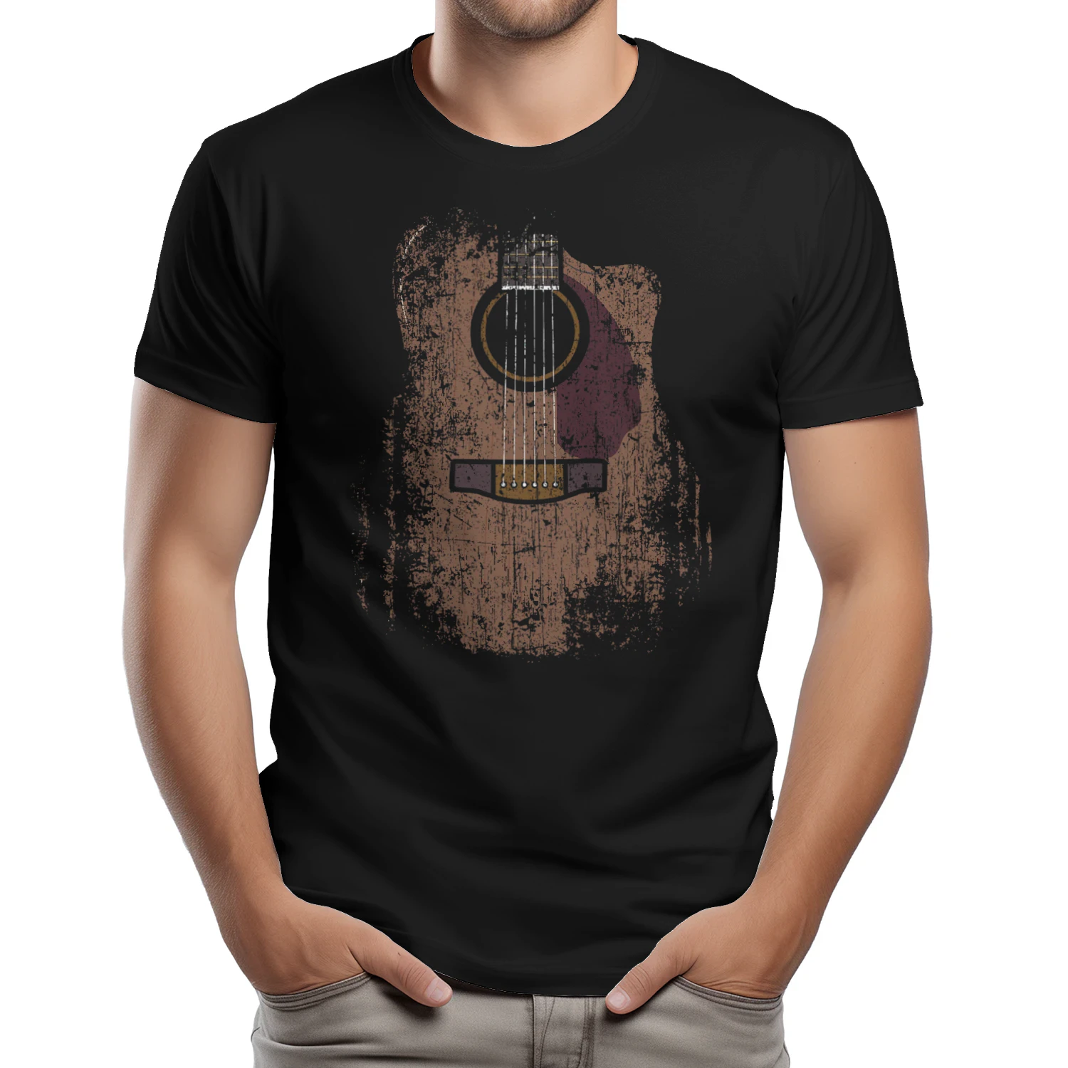 Guitar Vintage Distressed Acoustic Guitar Grunge T-Shirt