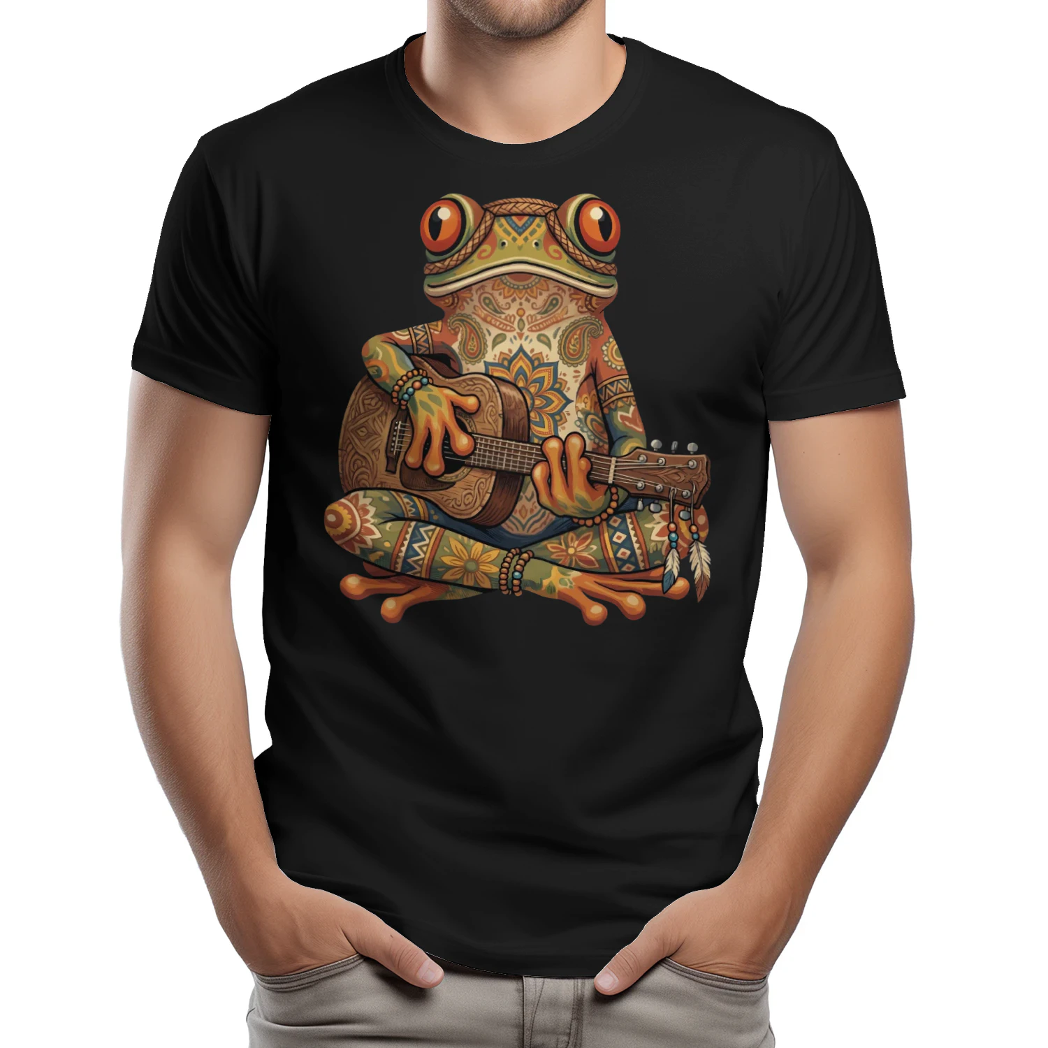 Boho Mandala Frog Guitarist
