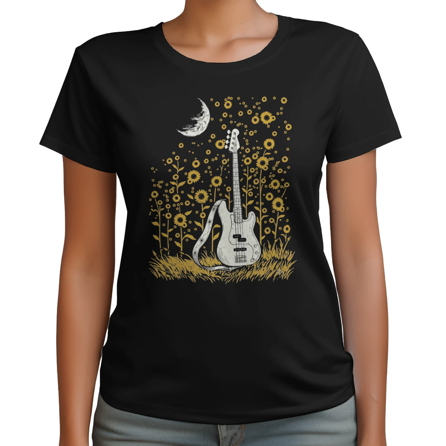 Romantic Moonlit Bass Player T-Shirt