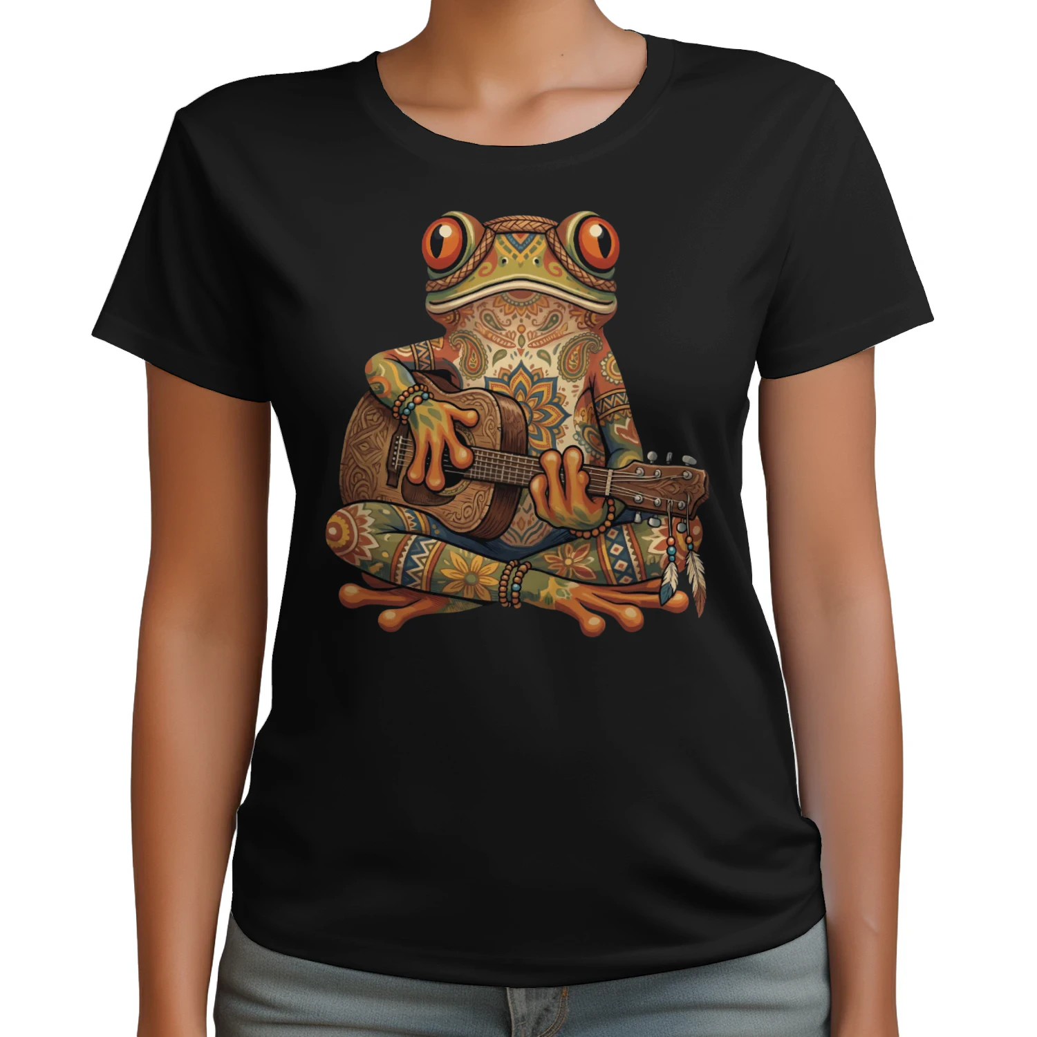 Boho Mandala Frog Guitarist