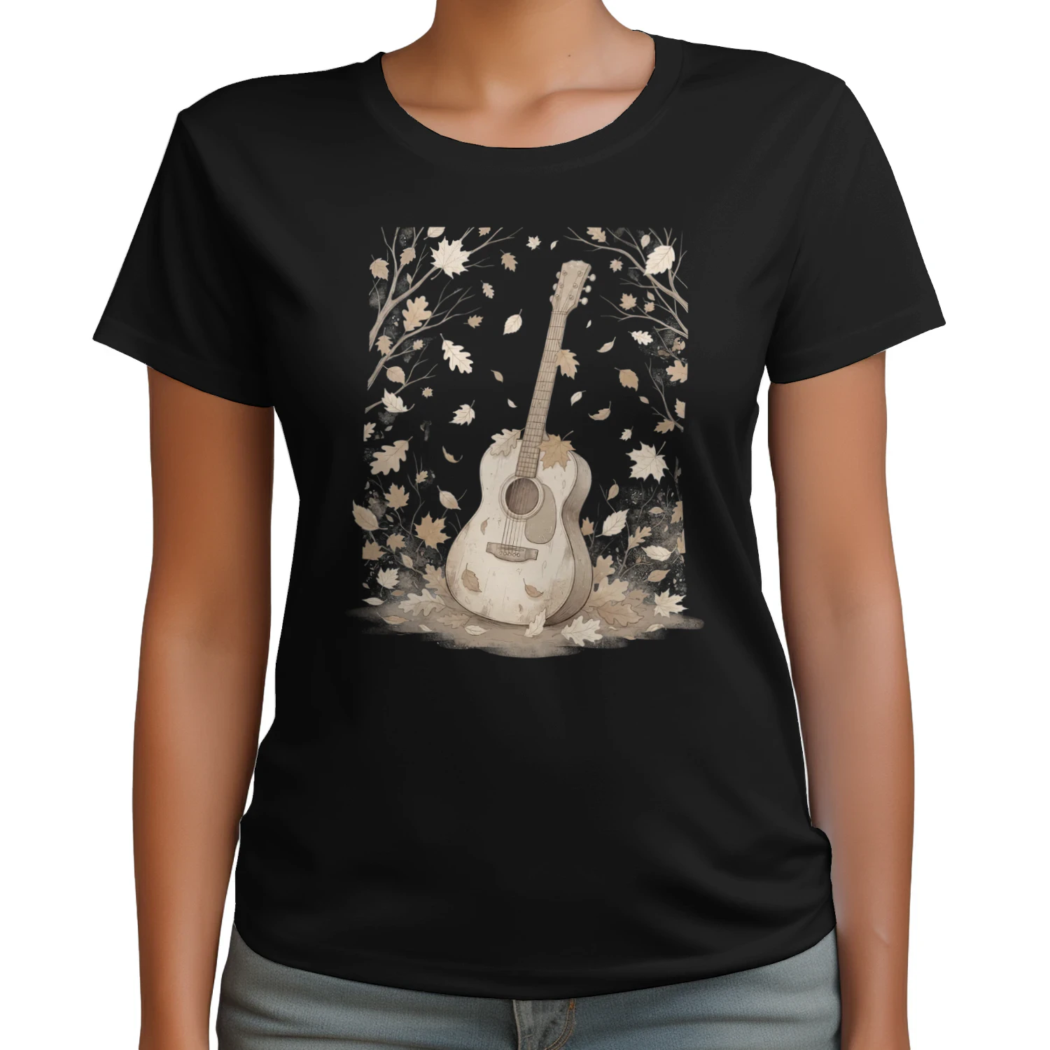 Halloween Guitar acoustic autumn leaves
